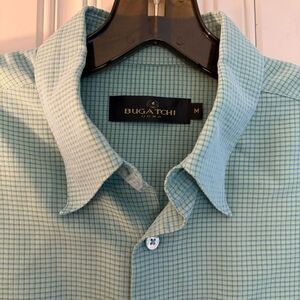 Bugatchi Light Green Checkered Men's Shirt